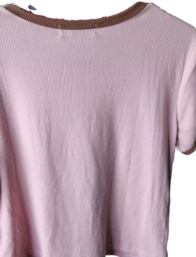 No Comment Women Pink/ Brown Short Sleeve T-Shirt X-Large. - Thumbnail 4