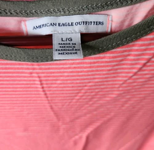 American Eagle Outfitters Pink/Green Large Women's Casual Shirt. - Thumbnail 3