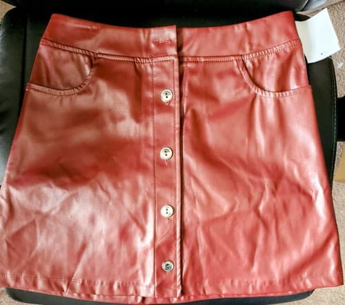 Amy Byer Med Mini Skirt w/ Snaps Terra Cotta, Size 14. RN# 31310. - Image 1