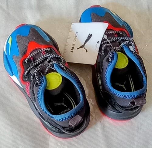 NEW NWOB KIDS TODDLER SZ 8 PUMA RS-X RUNNING SHOE SNEAKER RED BLACK BLUE NEON. - Thumbnail 4