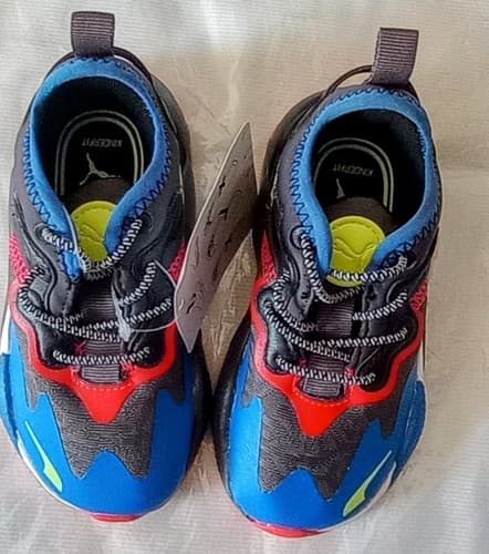 NEW NWOB KIDS TODDLER SZ 8 PUMA RS-X RUNNING SHOE SNEAKER RED BLACK BLUE NEON. - Thumbnail 2