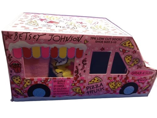 Betsey Johnson Pizza Truck Novelty Socks 7 Pack Low Cut Sz 5-10 NEW! - Thumbnail 3