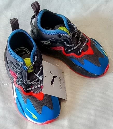 NEW NWOB KIDS TODDLER SZ 8 PUMA RS-X RUNNING SHOE SNEAKER RED BLACK BLUE NEON. - Thumbnail 3