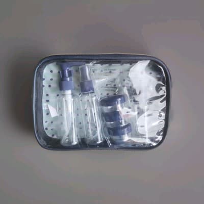 Isaac Mizrahi Navy Blue 6pc Travel Bottle Kit. Same Day Shipping. - Image 1