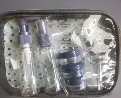Isaac Mizrahi Navy Blue 6pc Travel Bottle Kit. Same Day Shipping. - Thumbnail 2