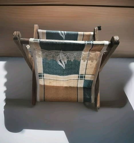 Miniature Handmade Wooden Folding Laundry Hamper (Size 6” X 6”) - Image 1