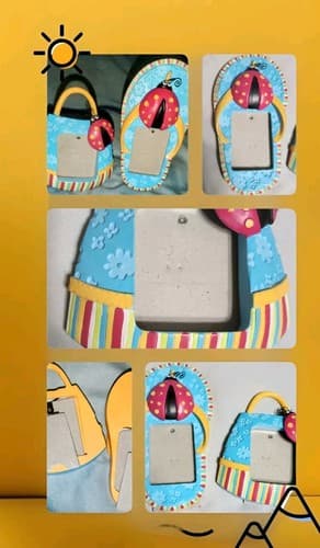 Flip Flpo+Purse Picture Frames Set of 2: Multi-Color Mini Decor. - Thumbnail 2