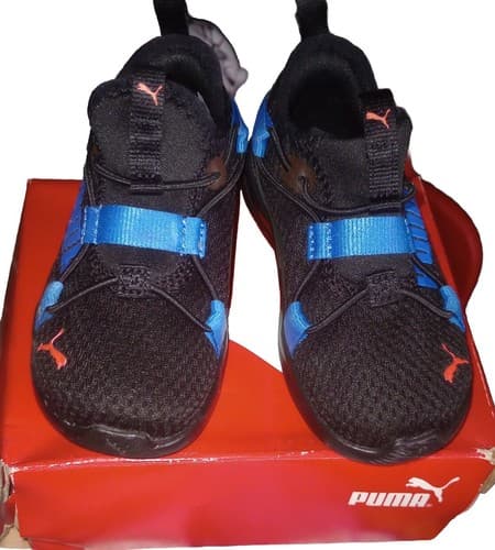 NEW KIDS TODDLER SZ 6C PUMA RS-X RUNNING SHOE SNEAKER BLACK BLUE NEON. - Thumbnail 7