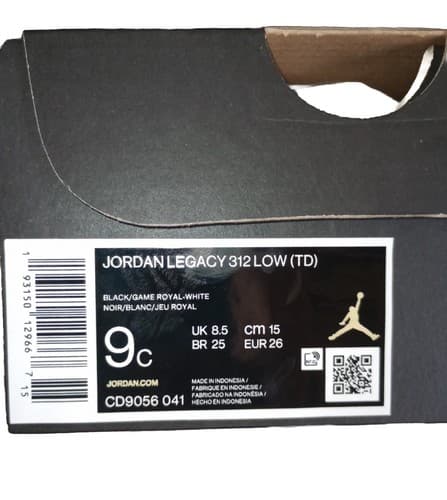 CD9056/041 Size 9.0 Jordan Legacy 312 Low Royal. New *Authentic*Fast Shipping. - Thumbnail 4