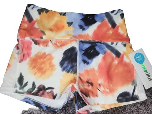 NWT Marika Women's Large Jane High Rise Hottie Shorts Ocean Wave Blurred Floral. - Thumbnail 2