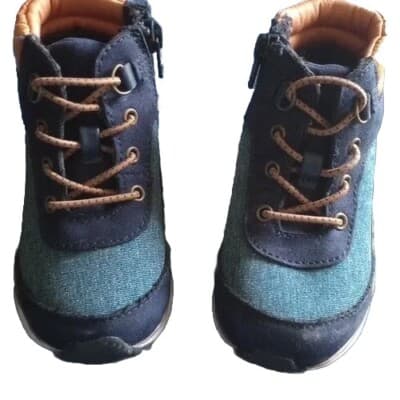 Old Navy Toddler Boy Size 7 Sneaker Boot Ankle Mid Zipper Blue Play Condition. - Image 1