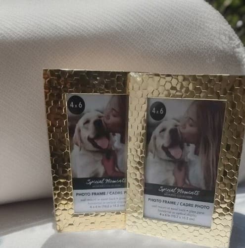 4x6 Photo Picture Frame Gold Honeycomb Glass Pane(2-Lot) Fast Same Day Shipping. - Image 1