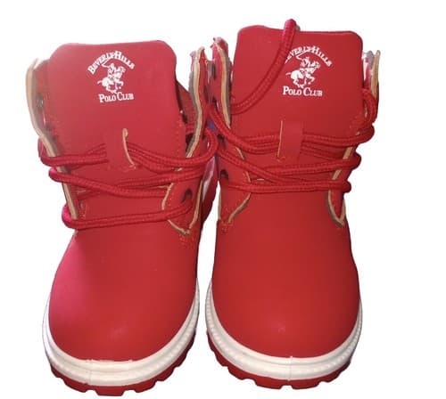 Beverly Hills Polo Club High-Top Lace Up Red Cuffed Ankle Booties SIZE 6. - Image 1