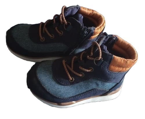 Old Navy Toddler Boy Size 7 Sneaker Boot Ankle Mid Zipper Blue Play Condition. - Thumbnail 2