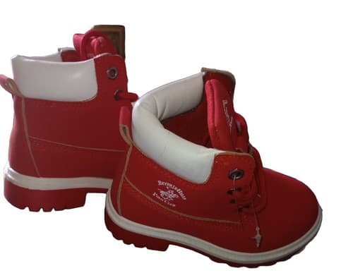 Beverly Hills Polo Club High-Top Lace Up Red Cuffed Ankle Booties SIZE 6. - Thumbnail 2