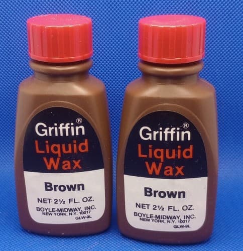 Griffin Brand Liquid Wax Brown Bottle, Great Vintage Condition! Fast Ship(2Lot). - Image 1
