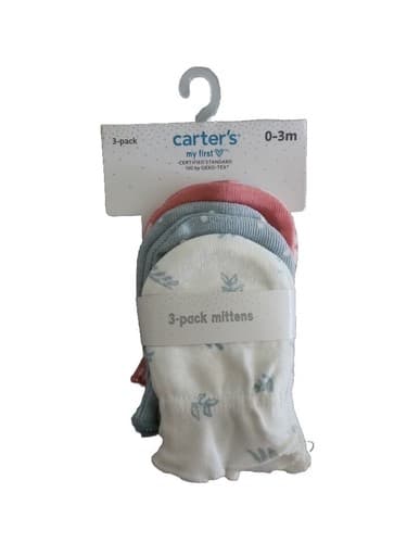 carters NWT newborn girls 3-pack mittens - Image 1