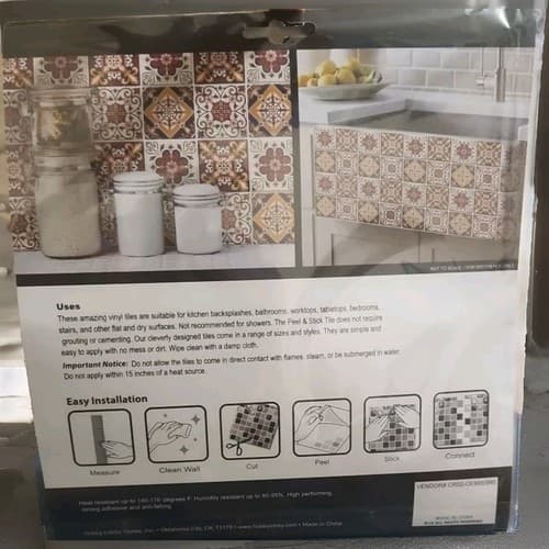 Peel and Stick Room Decor Backsplash Mexican Tile Stickers 4 Sheets=16 Tiles. - Thumbnail 2