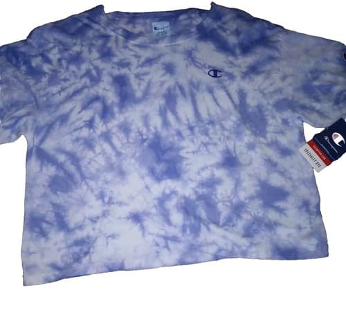 Champion T-Shirt Womens L Blue Tie Dye Short Sleeve Athletic Tee Specialty Dye - Image 1