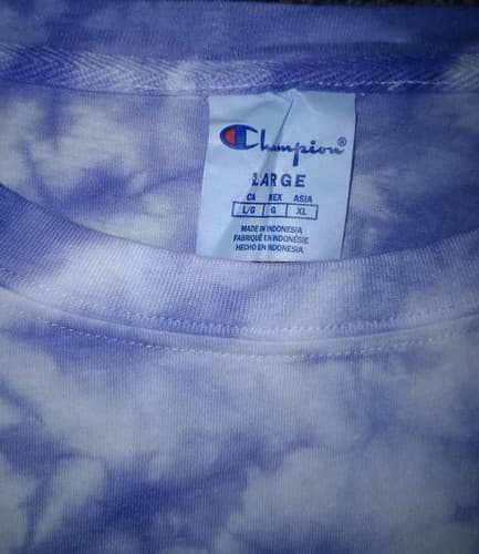 Champion T-Shirt Womens L Blue Tie Dye Short Sleeve Athletic Tee Specialty Dye - Thumbnail 2