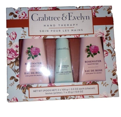 NWT Crabtree and Evelyn Hand Therapy Rosewater and Goatmilk Hand Lotion Gift Set - Thumbnail 2