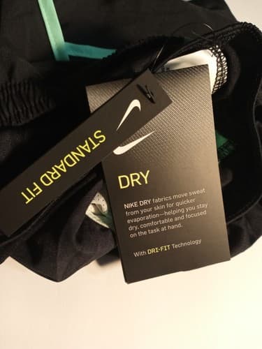 Nike Dri-FIT Running Shorts Black And Green Size Small. - Thumbnail 4