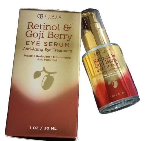 CLAIR BEAUTY RETINOL & GOJI BERRY EYE SERUM 1oz/30ml, NIB, Fast Shipping. - Image 1