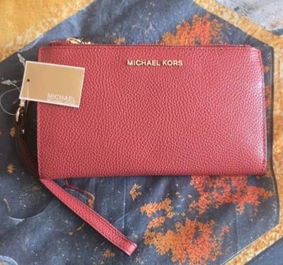 Michael Kors Jet Set Double Zip Wristlet – Terracotta Leather – NS – New w/Tags. - Image 1