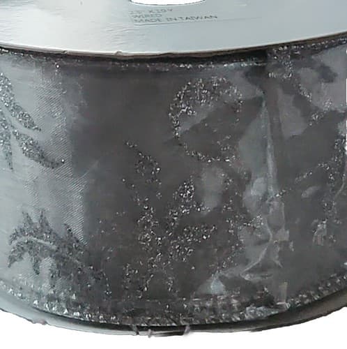 2.5” x 10 Yard Wired Silver Glitter Ribbon For Christmas, Wedding Or Aniversary - Image 1