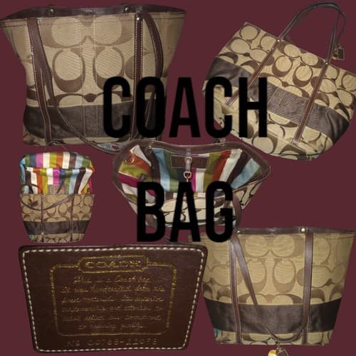Coach Authentic Classic C Logo Print Tote/Purse Handbag Tan Brown # K0768-11098 - Image 1