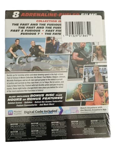 Fast & Furious: 8-Movie Collection Blu-Ray + Digital New Sealed - Thumbnail 3