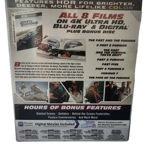 FAST AND FURIOUS 8-MOVIE COLLECTION *Box* 4K ULTRA HD + BLU-RAY NEW+Sealed. - Thumbnail 2