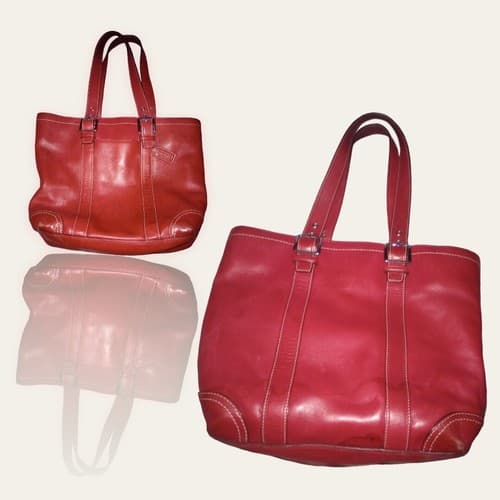 NICE Coach Vtg Classic Hamptons LG Red Leather Business Gallery Book Tote Bag - Thumbnail 2