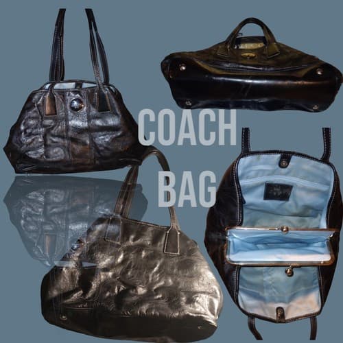 COACH Plum Patent Leather Handbag"Pre-owned" Black Certified/Authentic.Fast Ship - Image 1