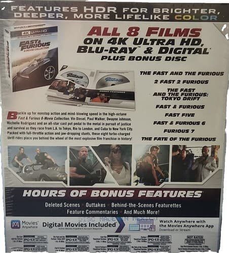 FAST AND FURIOUS 8-MOVIE COLLECTION *Box* 4K ULTRA HD + BLU-RAY NEW+Sealed. - Thumbnail 3