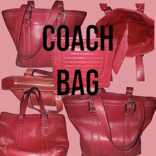NICE Coach Vtg Classic Hamptons LG Red Leather Business Gallery Book Tote Bag - Image 1