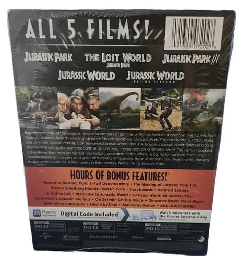 Jurassic World 5-Movie Collection (Blu-ray, 2018) Blu-ray + Digital - NEW SEALED - Thumbnail 2