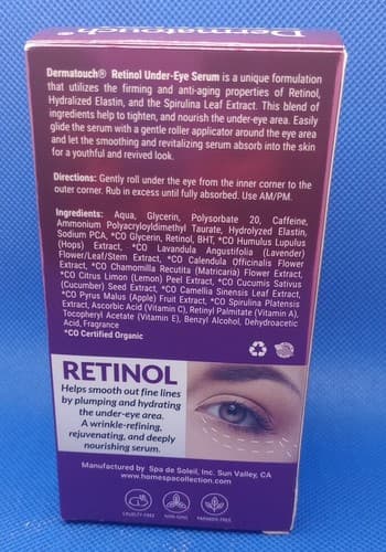 Dermatouch Retinol Anti-aging Under-Eye Roller Serum Firming Depuffing 1.75 oz - Thumbnail 4