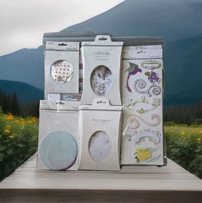 s•e•i Couture 12x12 SCRAPBOOK KIT Papers Stickers, Die-Cut Borders Frames,etc. - Image 1