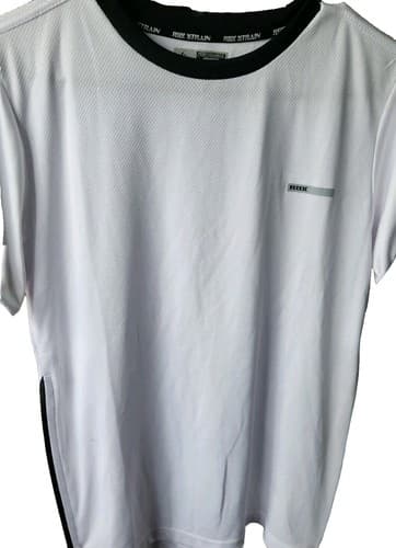 RBX ACTIVE" MEN'S White/BLK SHORT SLEEVE ACTIVEWEAR PERFORMANCE TOP L*Authentic* - Image 1
