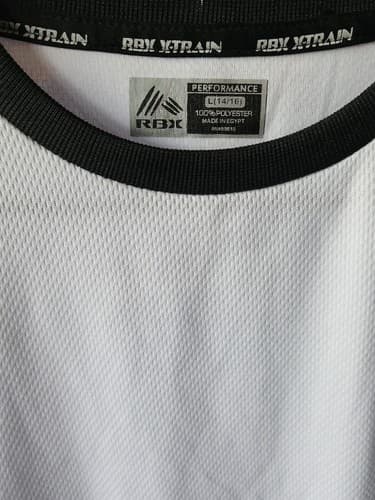 RBX ACTIVE" MEN'S White/BLK SHORT SLEEVE ACTIVEWEAR PERFORMANCE TOP L*Authentic* - Thumbnail 4