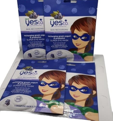 Yes To Super Blueberries Recharging Greek Yogurt & Probiotics Super Eye Mask 4Pk - Image 1