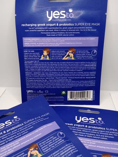 Yes To Super Blueberries Recharging Greek Yogurt & Probiotics Super Eye Mask 4Pk - Thumbnail 3