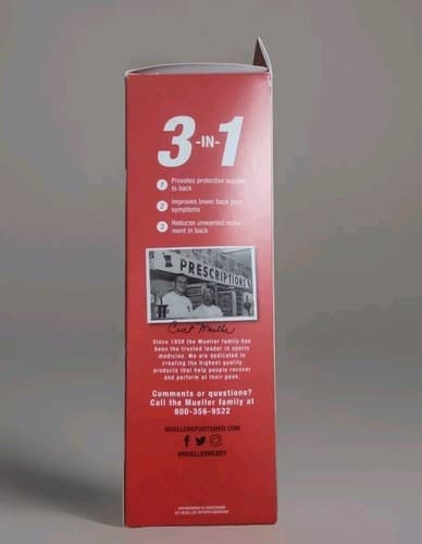 Mueller Sports Adjustable Back Brace Support- Universal Lifting Belt -Black OSFM - Thumbnail 3