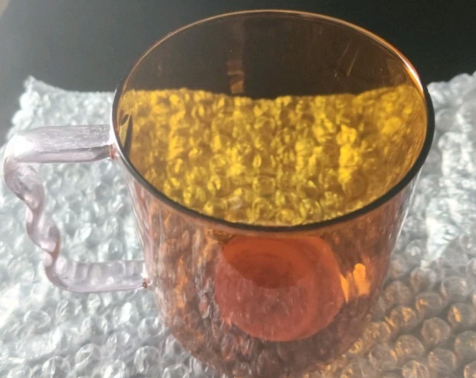 Room Essentials Glass Mug -Orange With Pink Handle - 3.82” H x 4.49” W - NEW. - Thumbnail 2