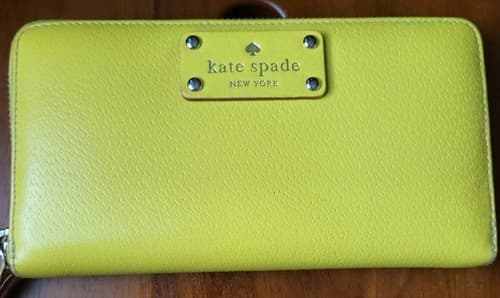 Kate Spade Wellesley Limoncello Leather Zip Continental Wallet Zipper Yellow Zip - Image 1