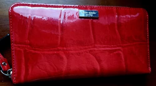 Kate Spade Crocodile Embossed Knightsbridge Wallet Red - Image 1