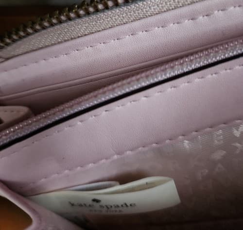 Beautiful Kate Spade, Light Pink Zip-Around Faux Leather Wristlet Wallet . Large - Thumbnail 7