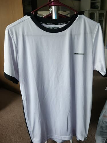 RBX ACTIVE" MEN'S White/BLK SHORT SLEEVE ACTIVEWEAR PERFORMANCE TOP L*Authentic* - Thumbnail 3