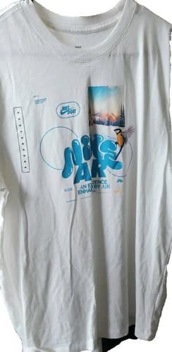 Nike Bubble Air T-Shirt Mens Medium Short Sleeve Crew Neck Graphic Swoosh White - Image 1